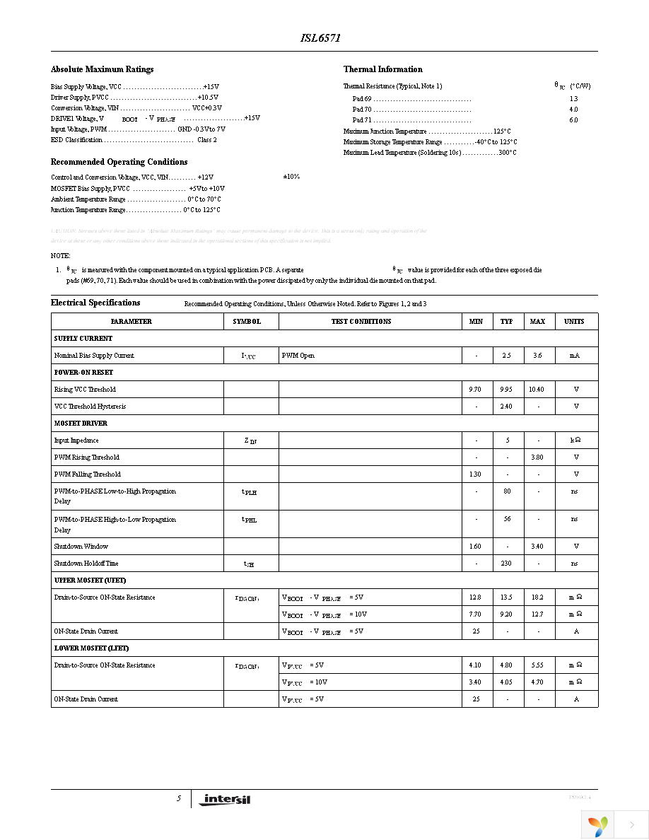 ISL6571CRZ Page 5