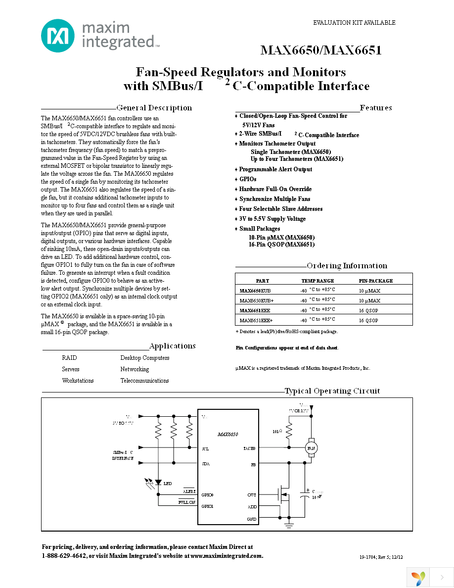 MAX6651EEE+T Page 1