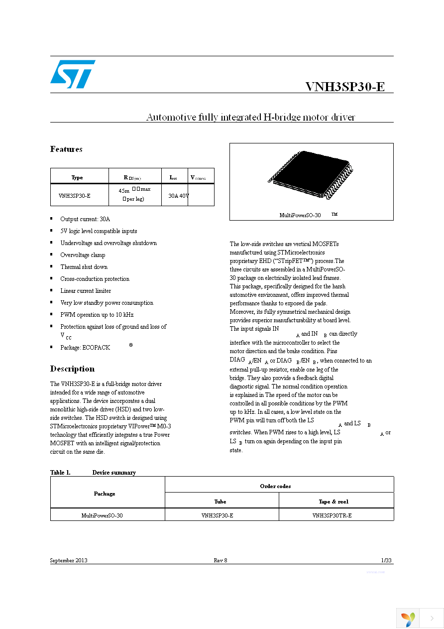 VNH3SP30TR-E Page 1