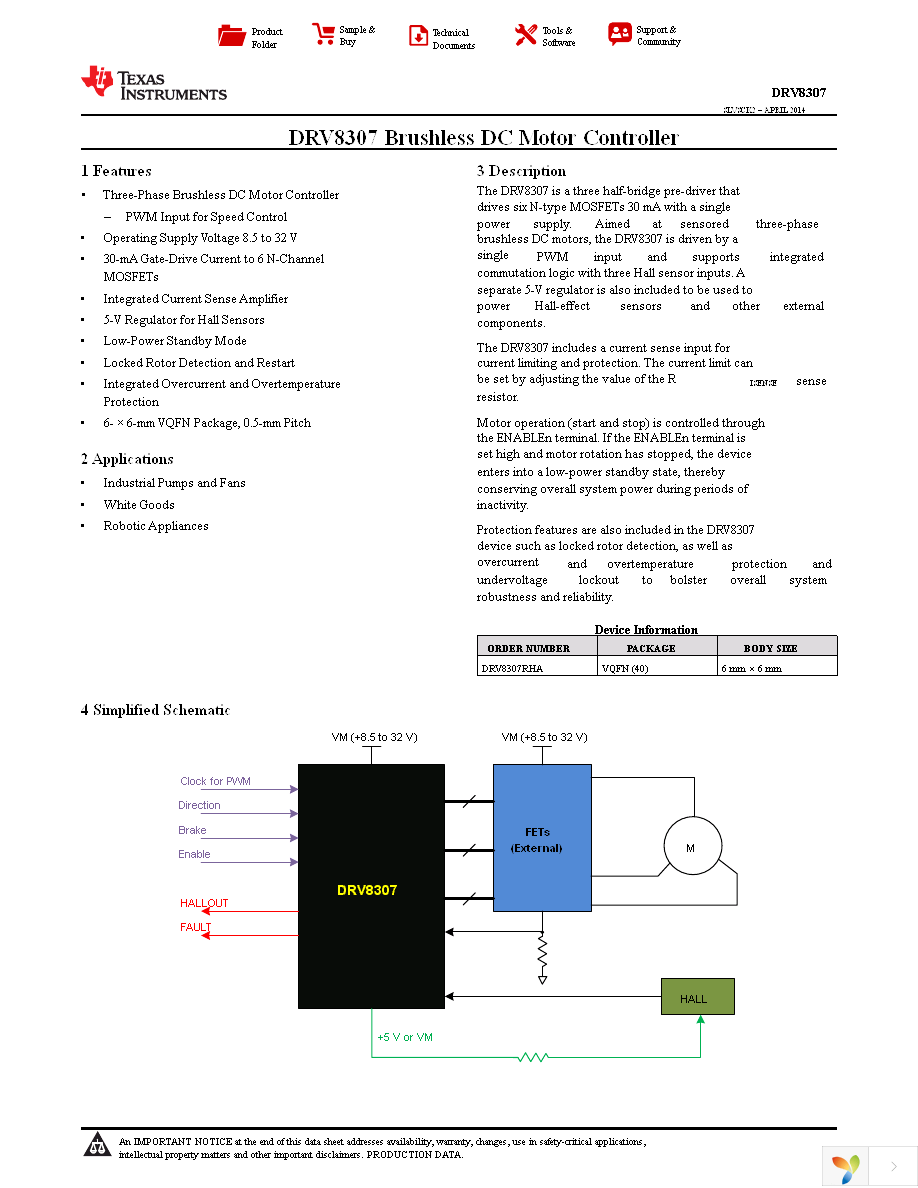 DRV8307RHAR Page 1