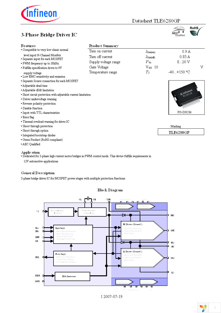 TLE6280GP Page 1