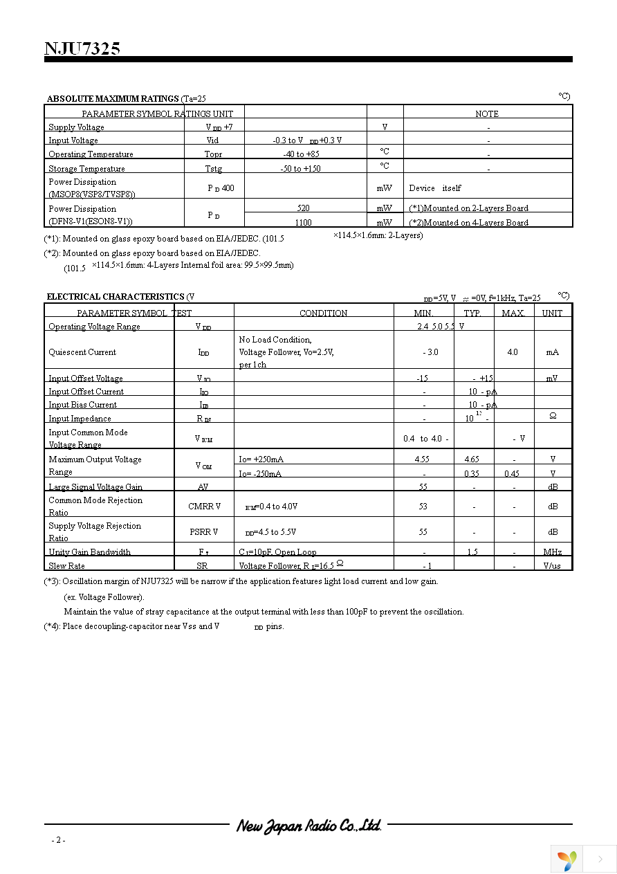 NJU7325R-TE1 Page 2