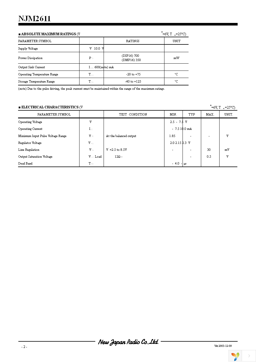 NJM2611M Page 2