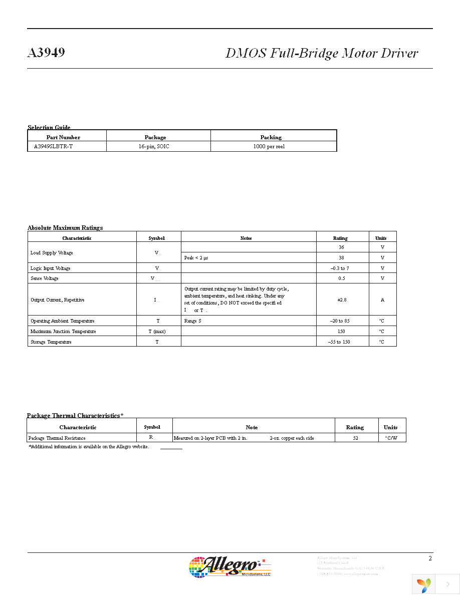 A3949SLBTR-T Page 2