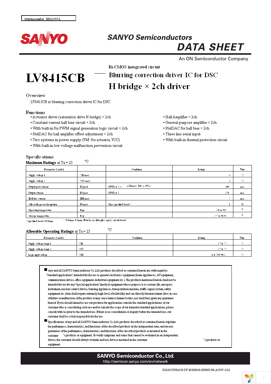 LV8415CB-TE-L-H Page 1