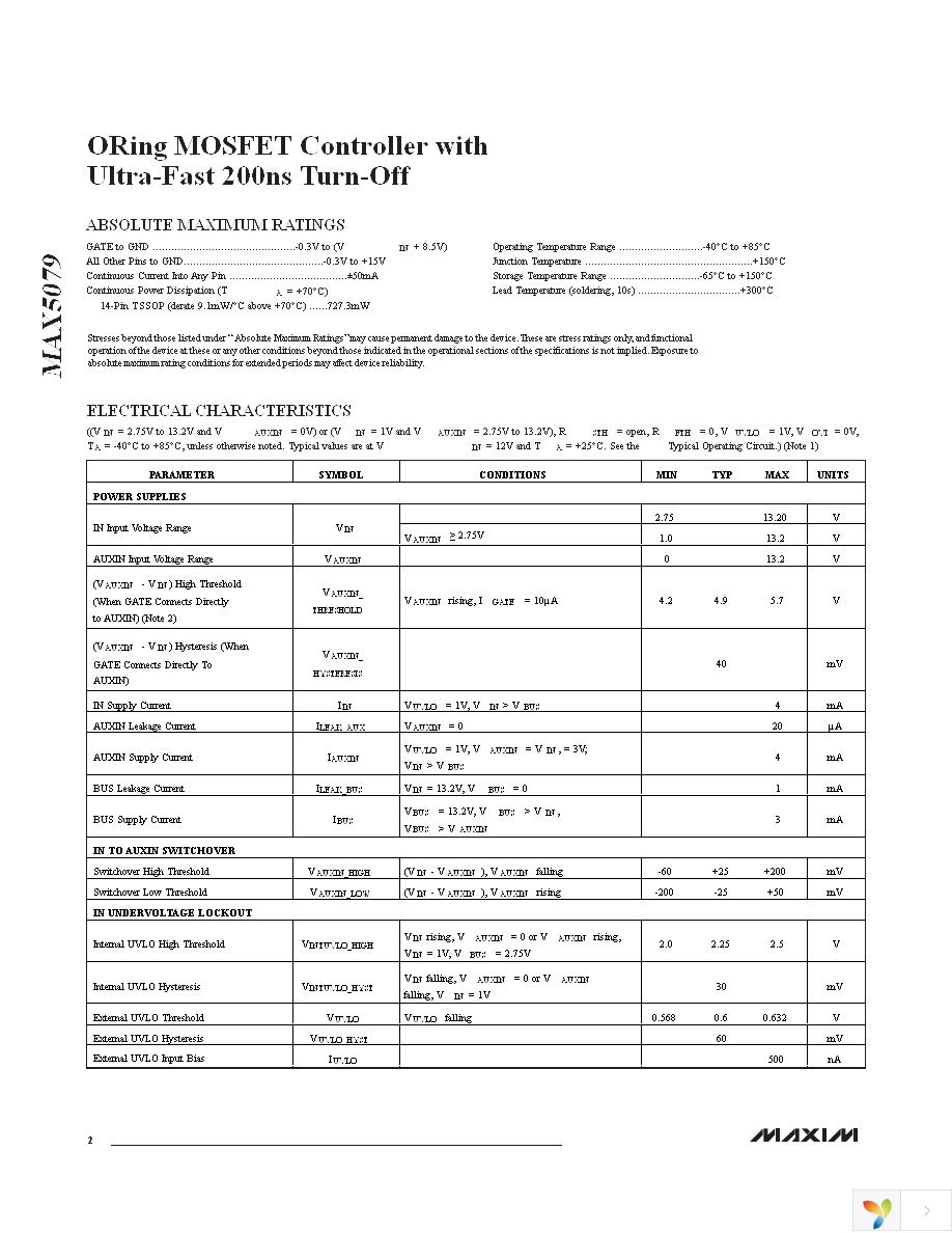 MAX5079EUD+ Page 2