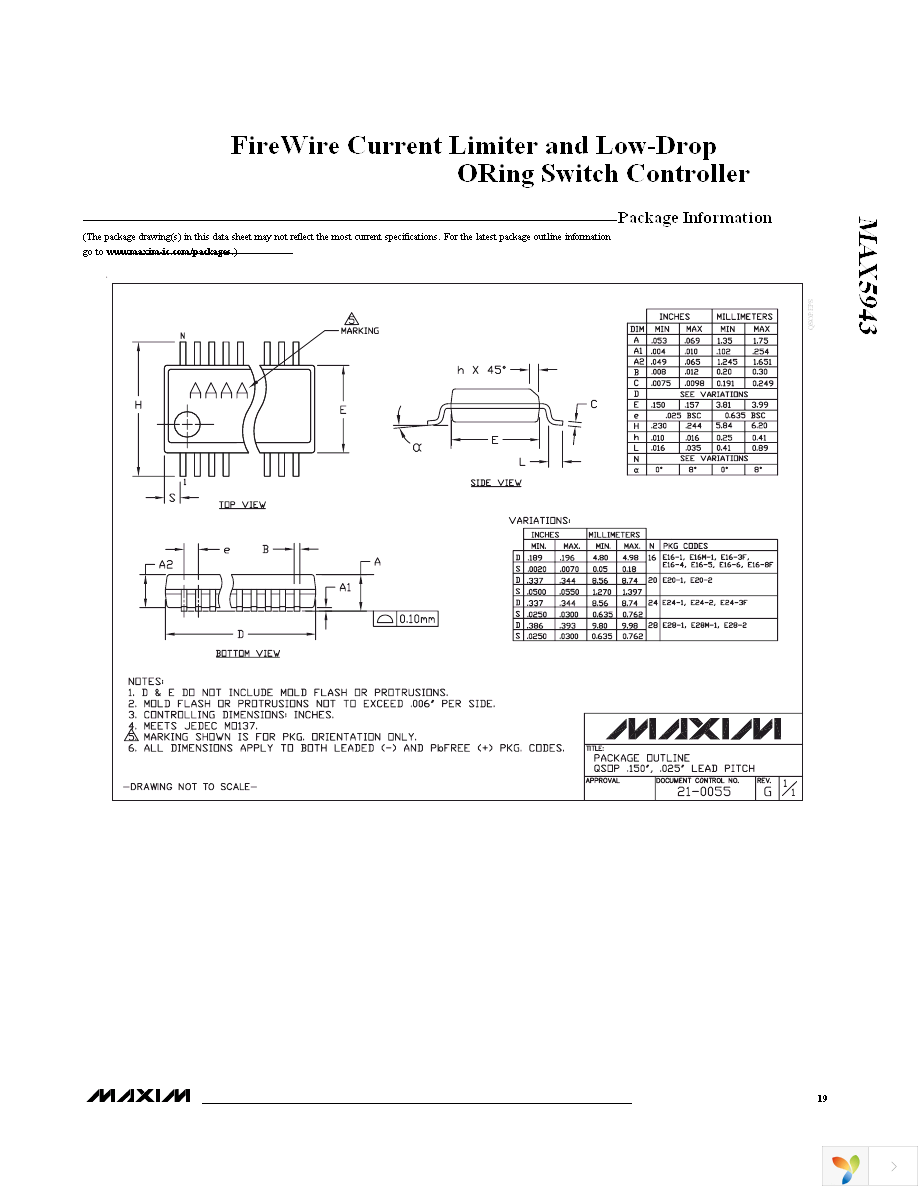 MAX5943AEEE+ Page 19