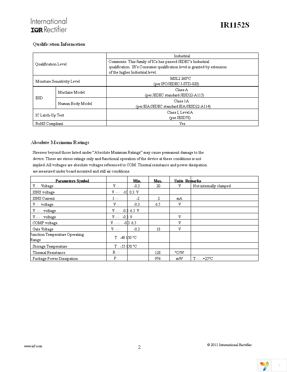 IR1152STRPBF Page 2