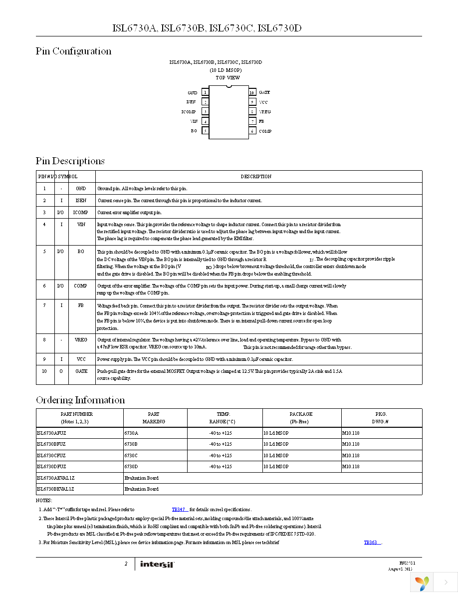 ISL6730AFUZ Page 2