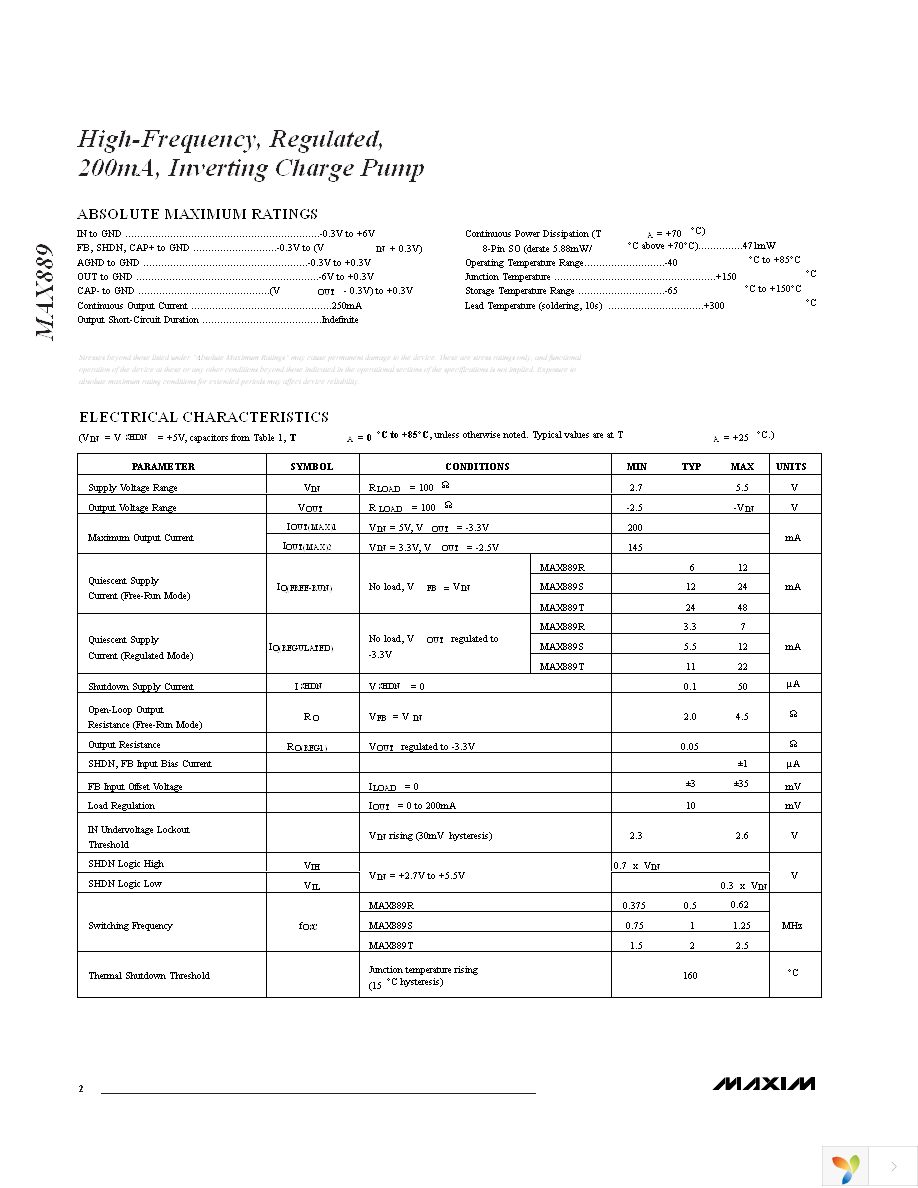 MAX890LESA+ Page 2