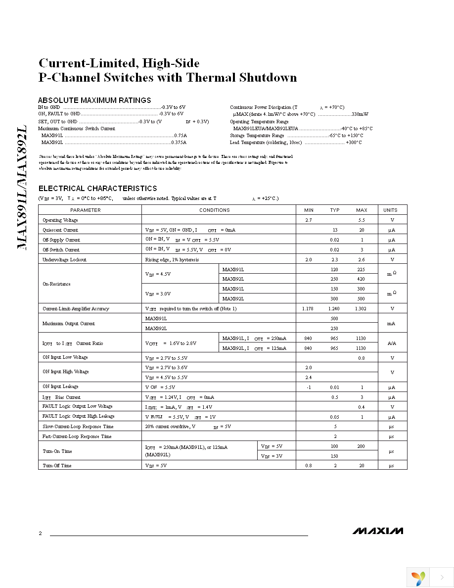 MAX892LEUA+ Page 2