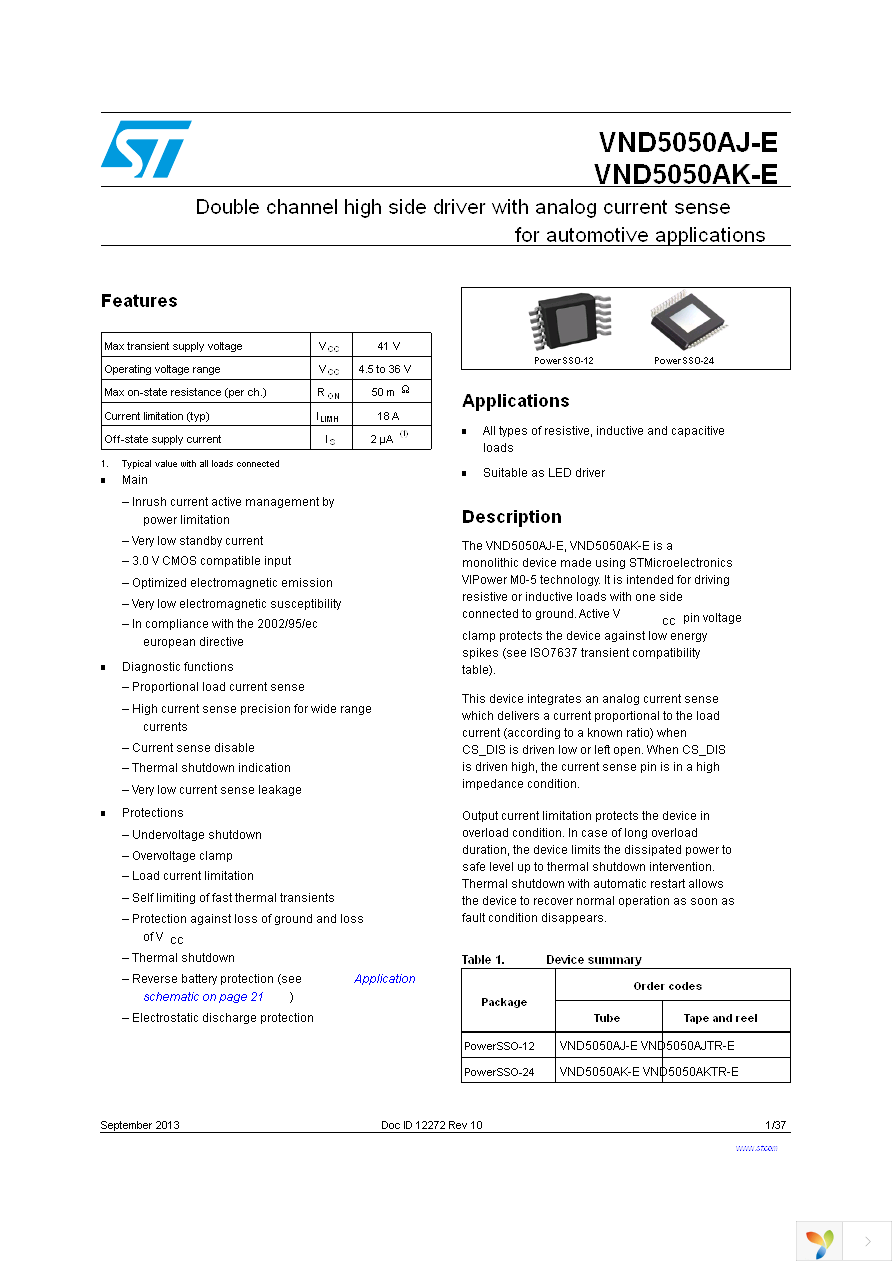 VND5050AJTR-E Page 1