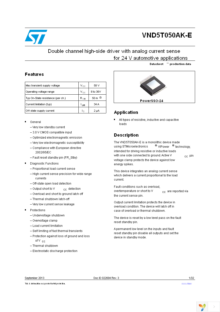 VND5T050AKTR-E Page 1