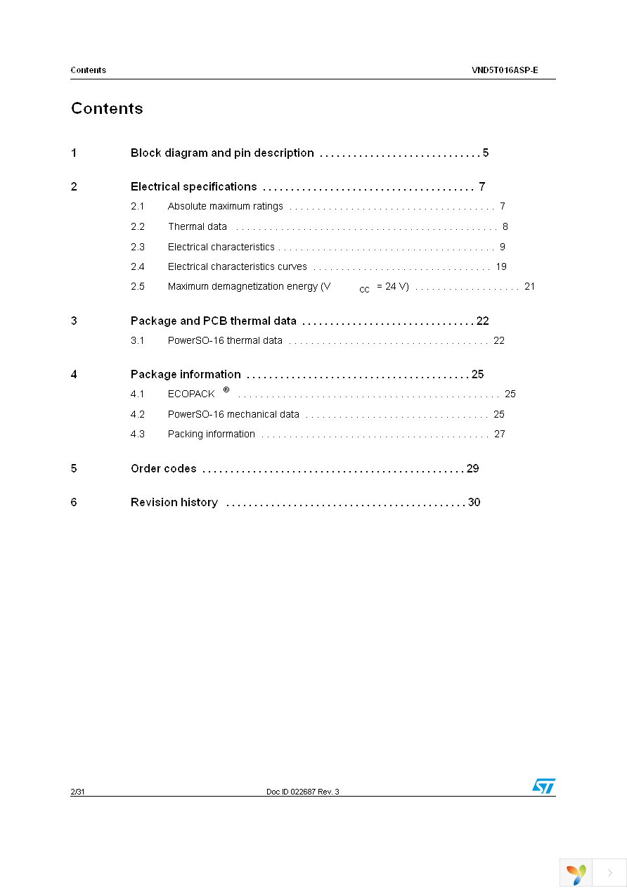 VND5T016ASPTR-E Page 2