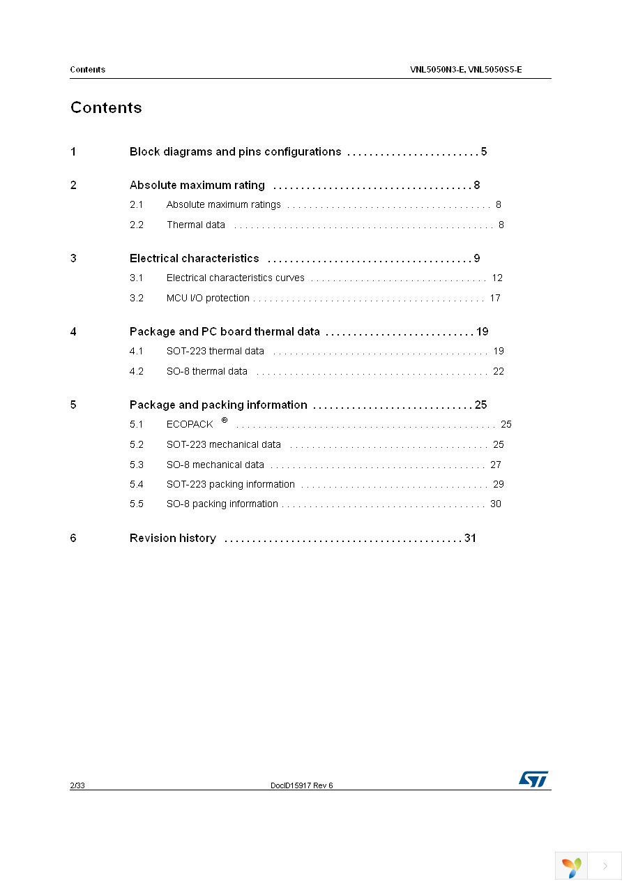 VNL5050S5TR-E Page 2