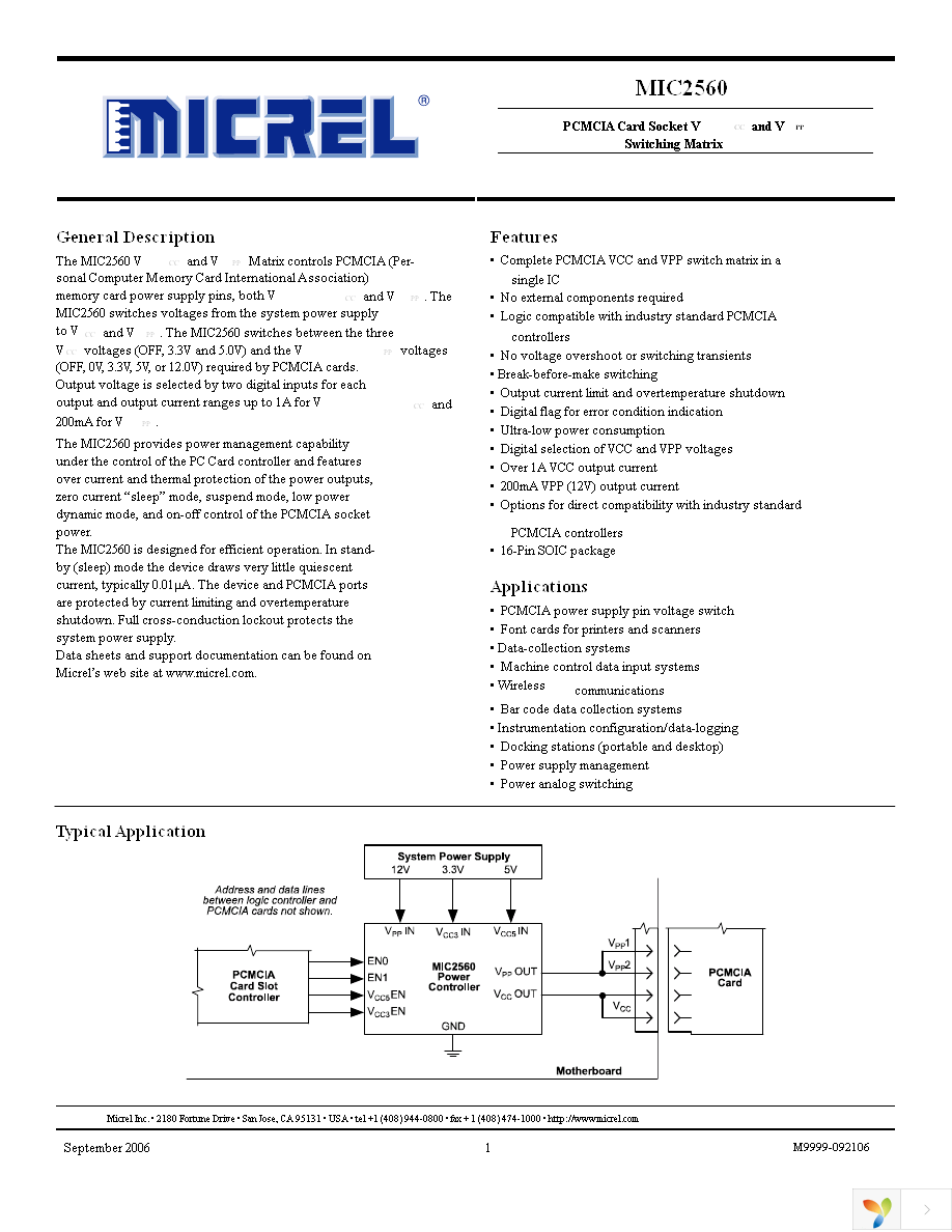 MIC2560-1YWM Page 1