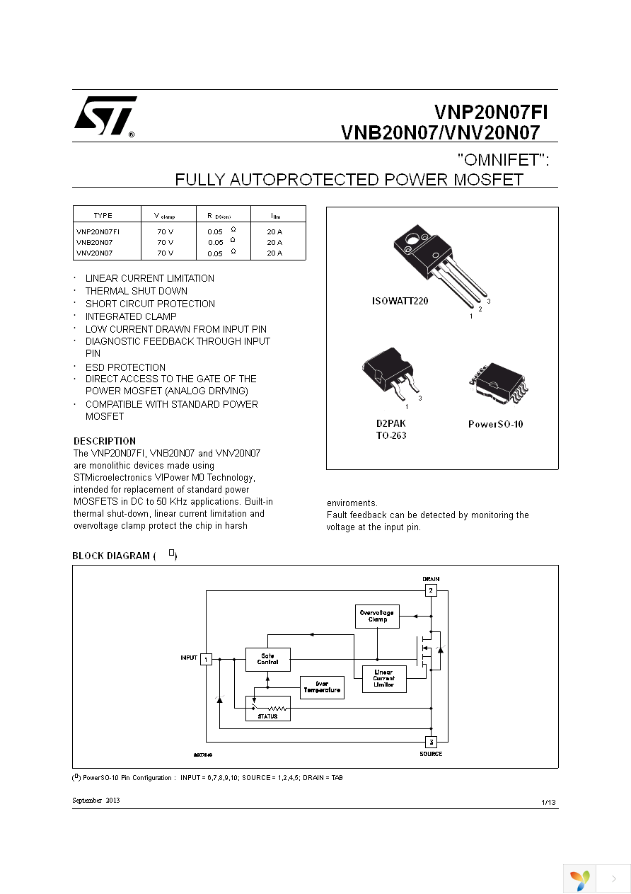 VNB20N0713TR Page 1