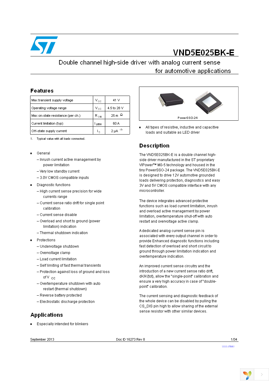 VND5E025BKTR-E Page 1