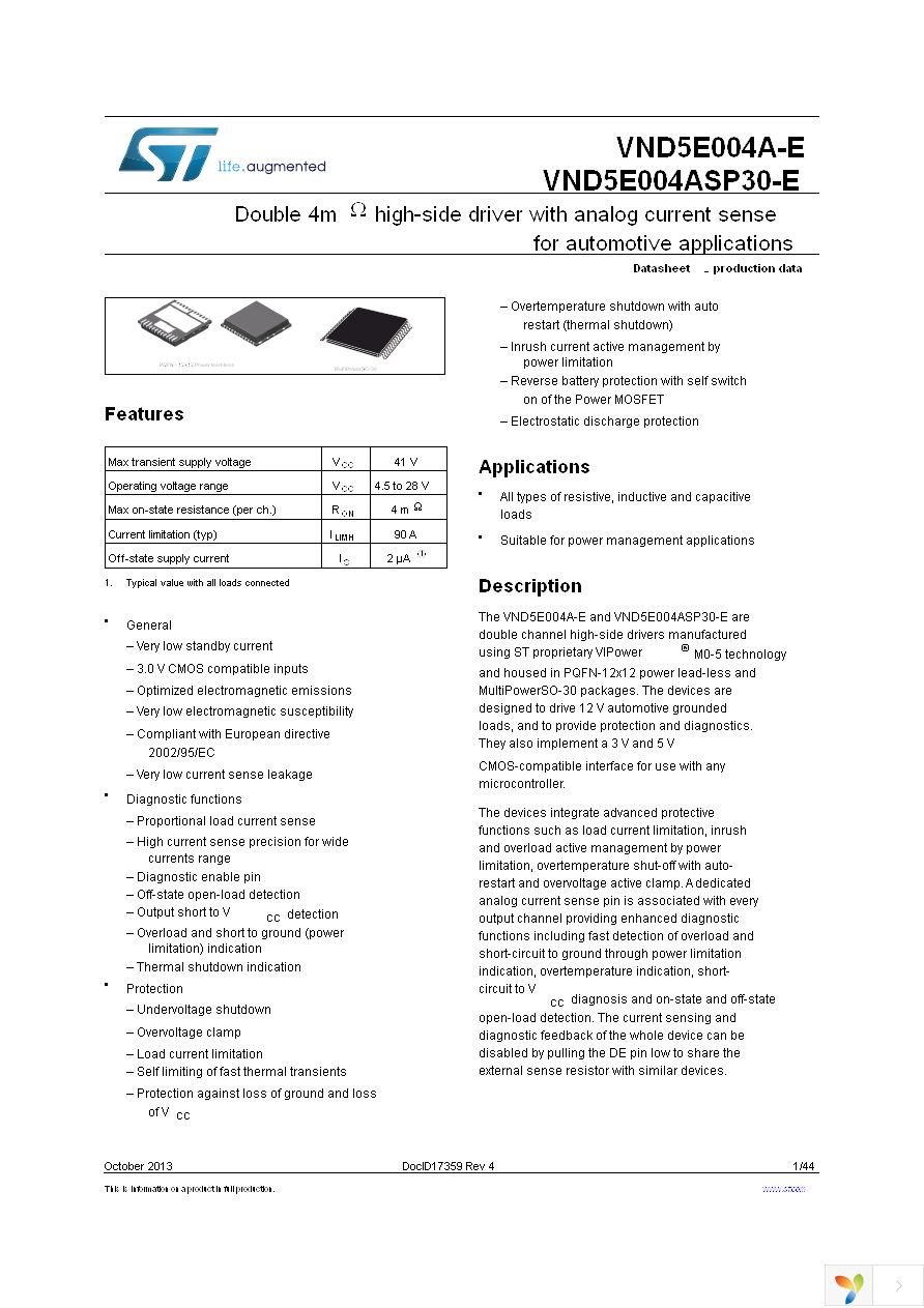 VND5E004A30TR-E Page 1