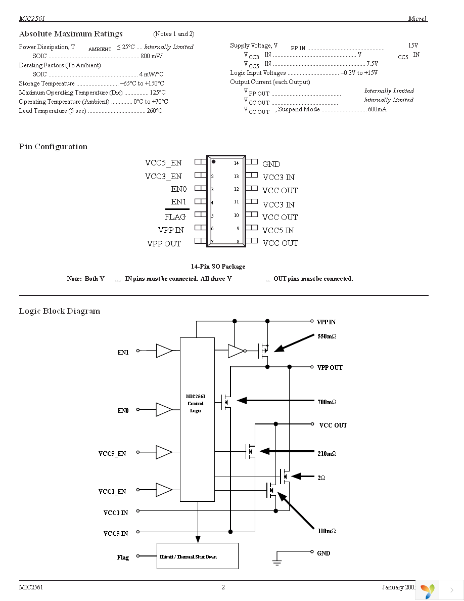 MIC2561-0YM Page 2