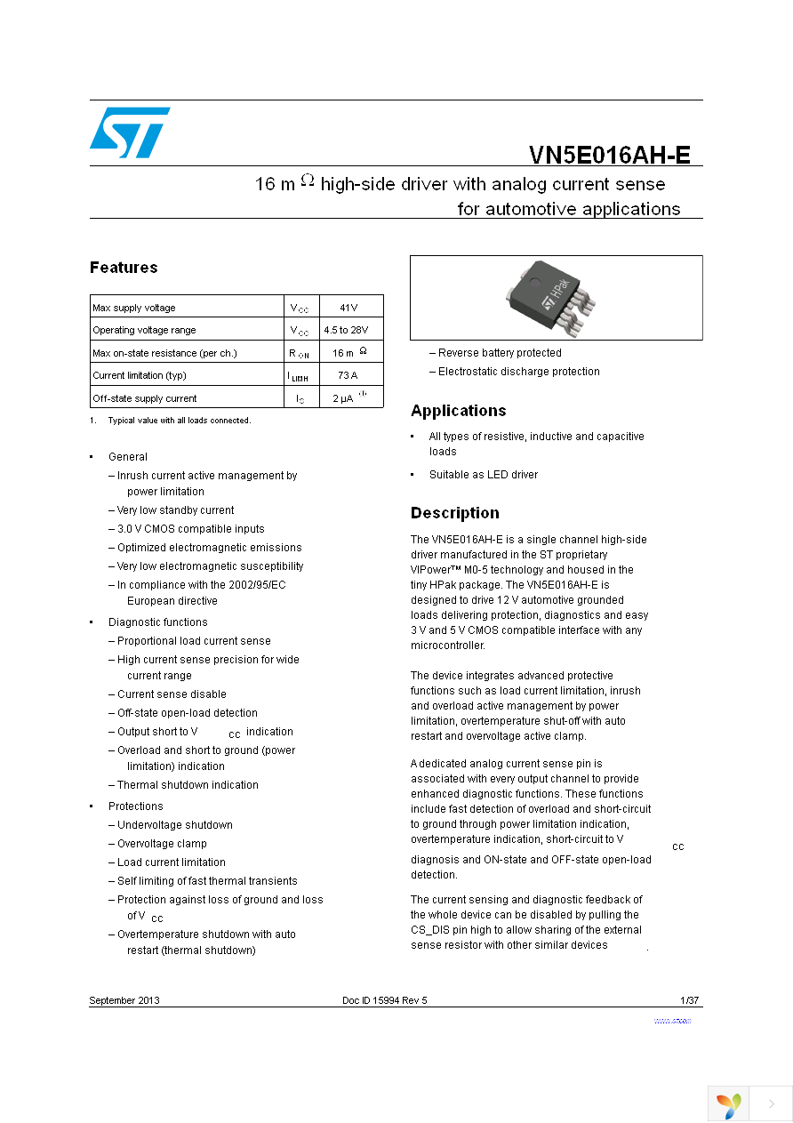 VN5E016AHTR-E Page 1