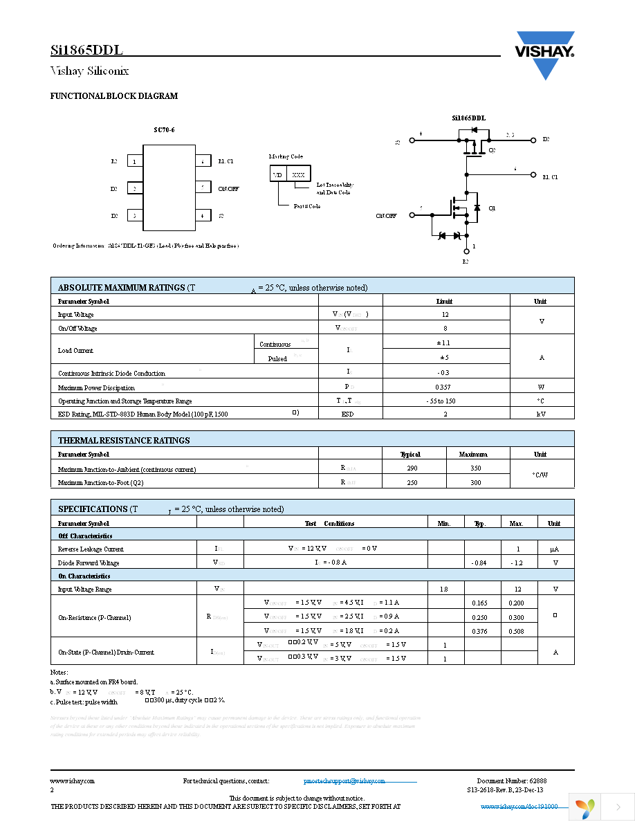 SI1865DDL-T1-GE3 Page 2