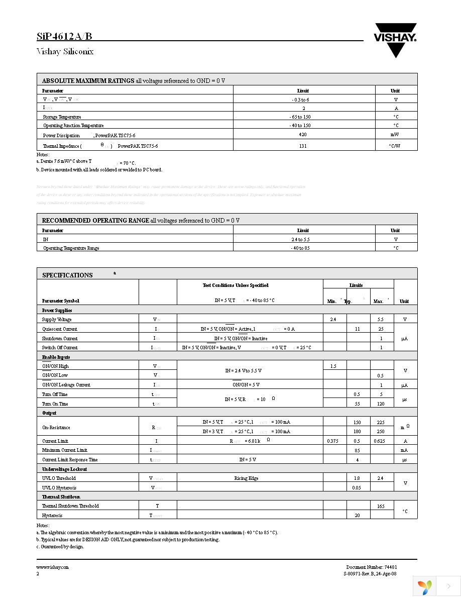 SIP4612ADVP-T1-E3 Page 2