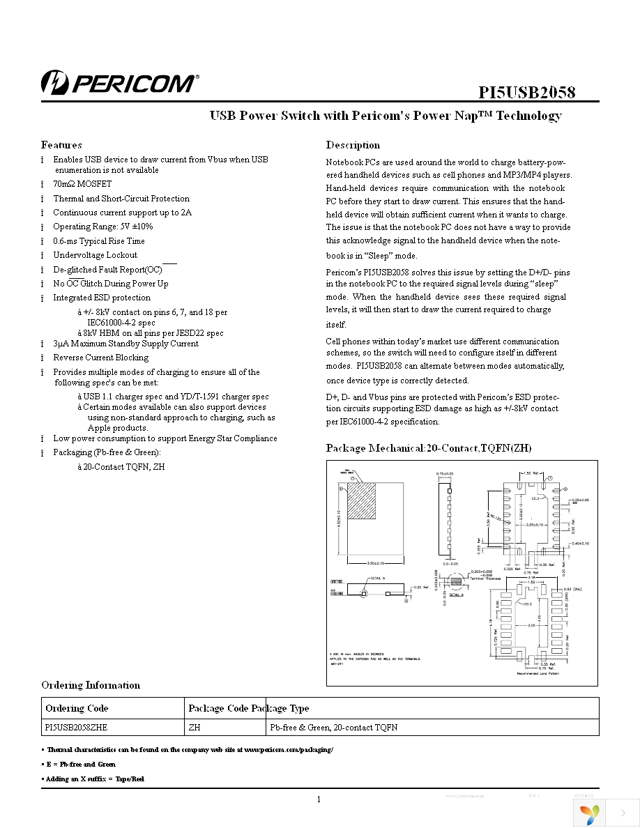 PI5USB2058ZHEX Page 1