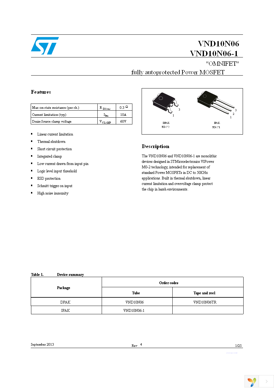 VND10N06-1-E Page 1