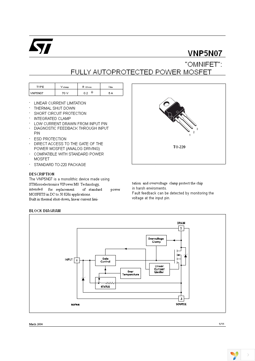 VNP5N07-E Page 1