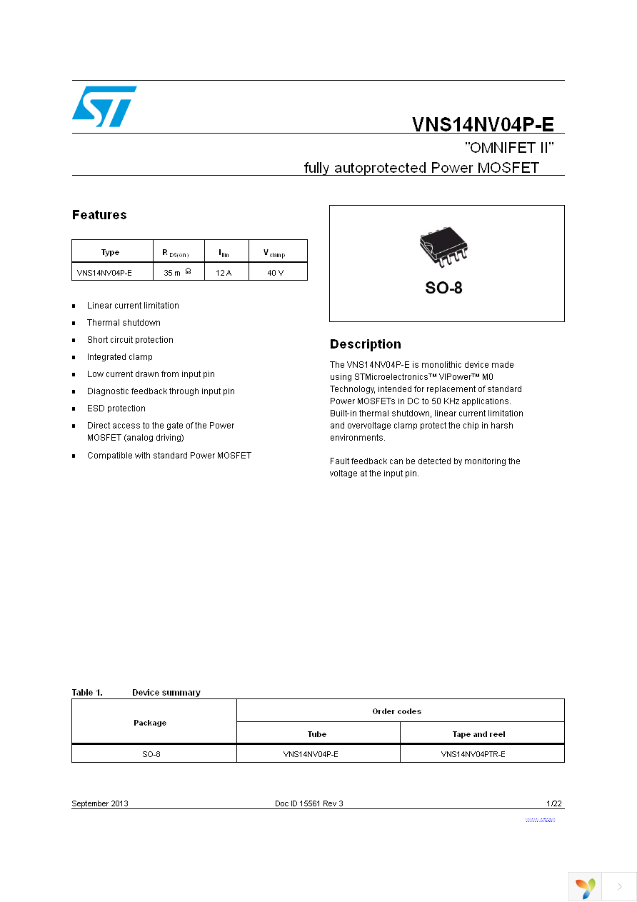 VNS14NV04PTR-E Page 1