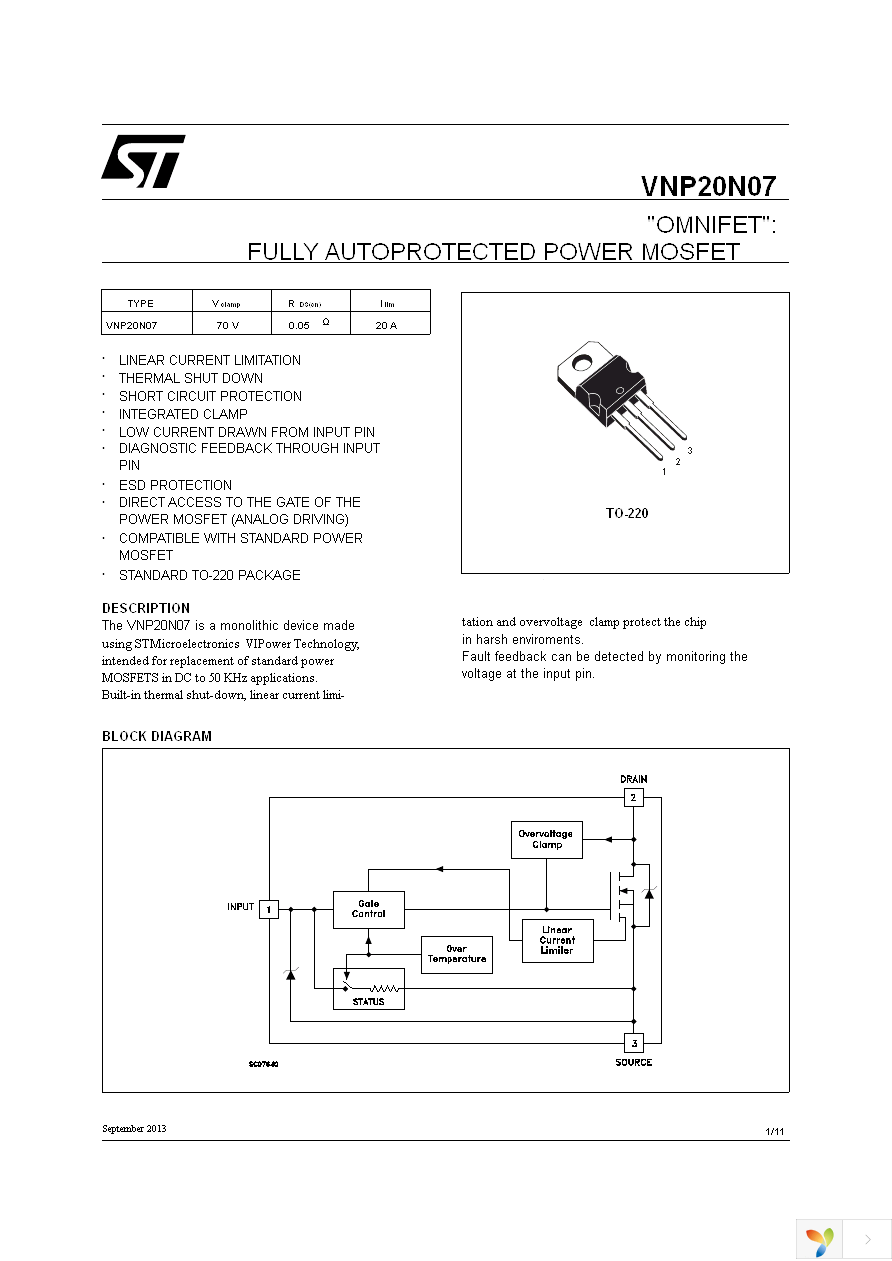 VNP20N07-E Page 1