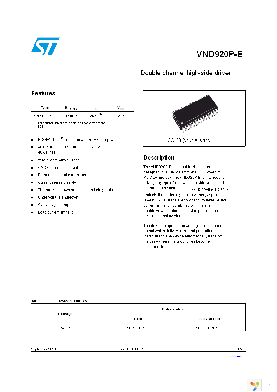 VND920PTR-E Page 1