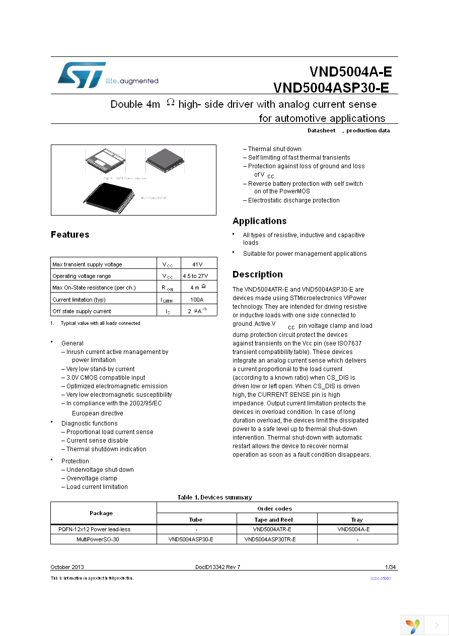 VND5004ASP30TR-E Page 1