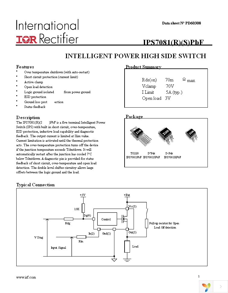 IPS7081RTRLPBF Page 1