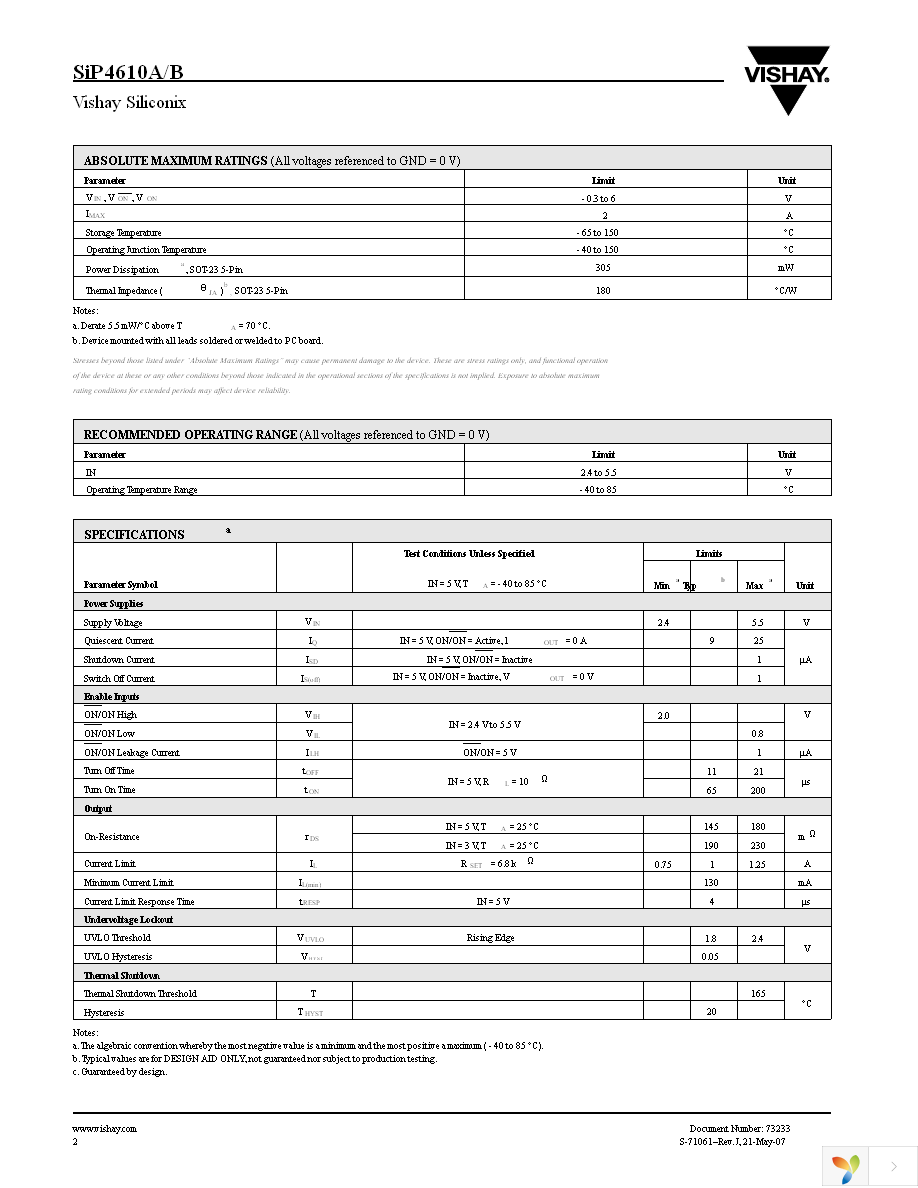 SIP4610ADT-T1-E3 Page 2