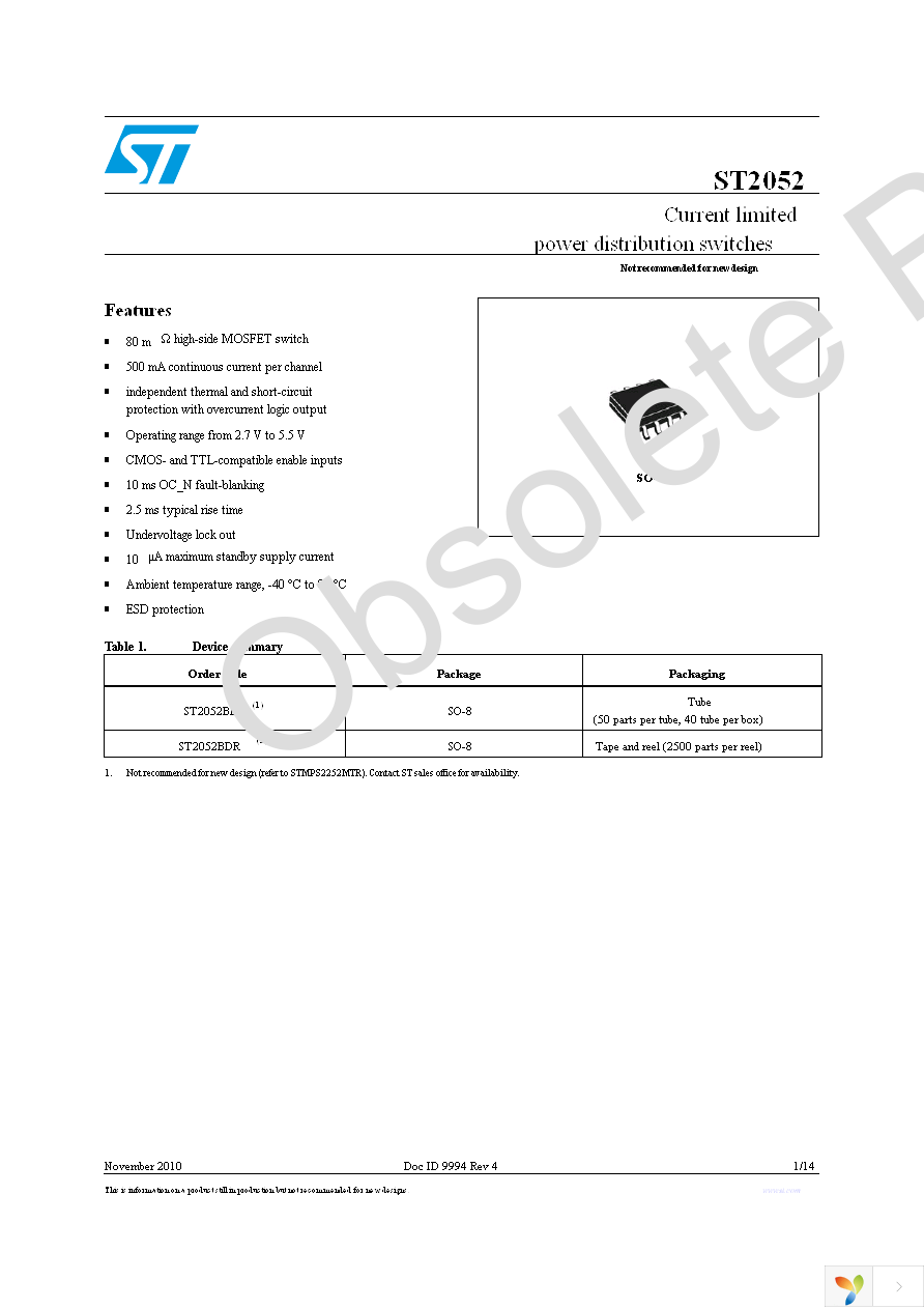 ST2052BDR Page 1