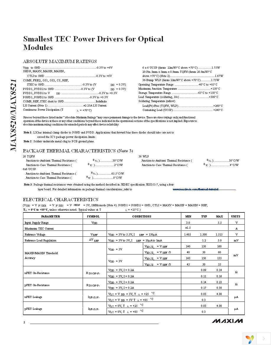 MAX8521ETP+T Page 2