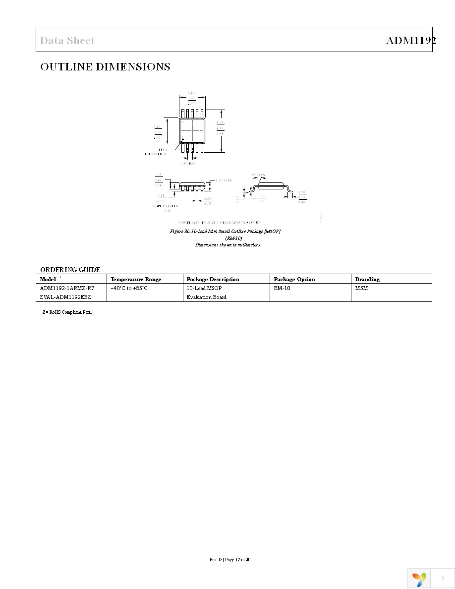 ADM1192-1ARMZ-R7 Page 17