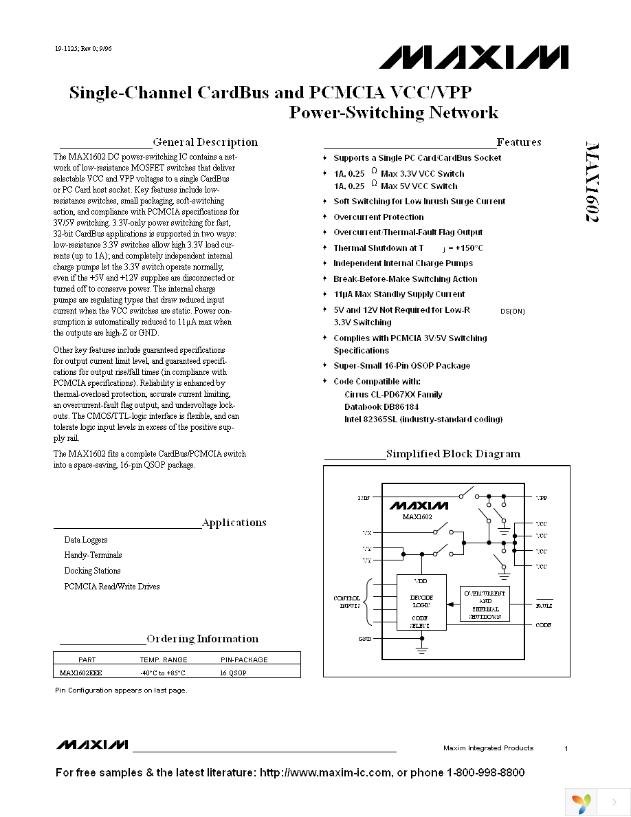 MAX1602EEE+ Page 1