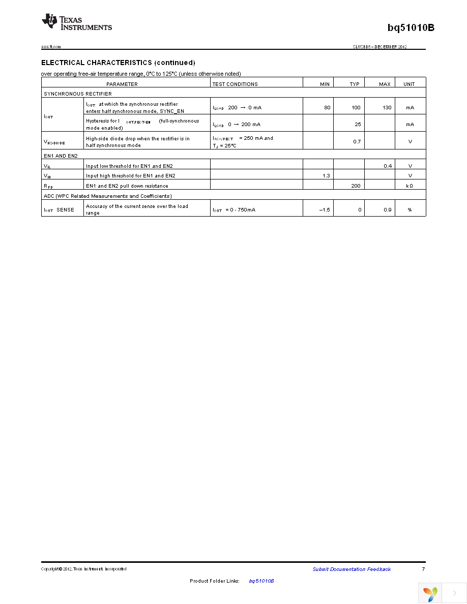 BQ51010BYFPT Page 7