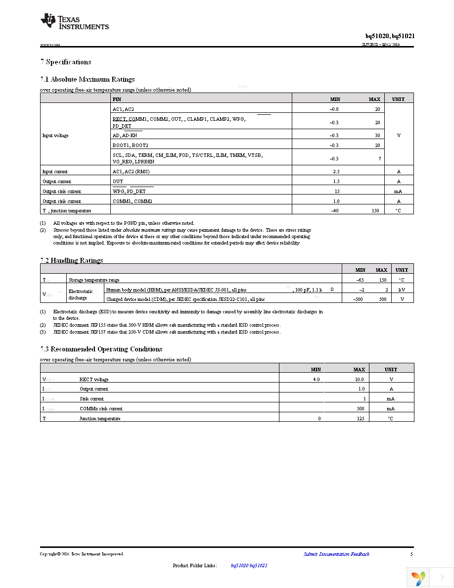 BQ51021YFPT Page 5