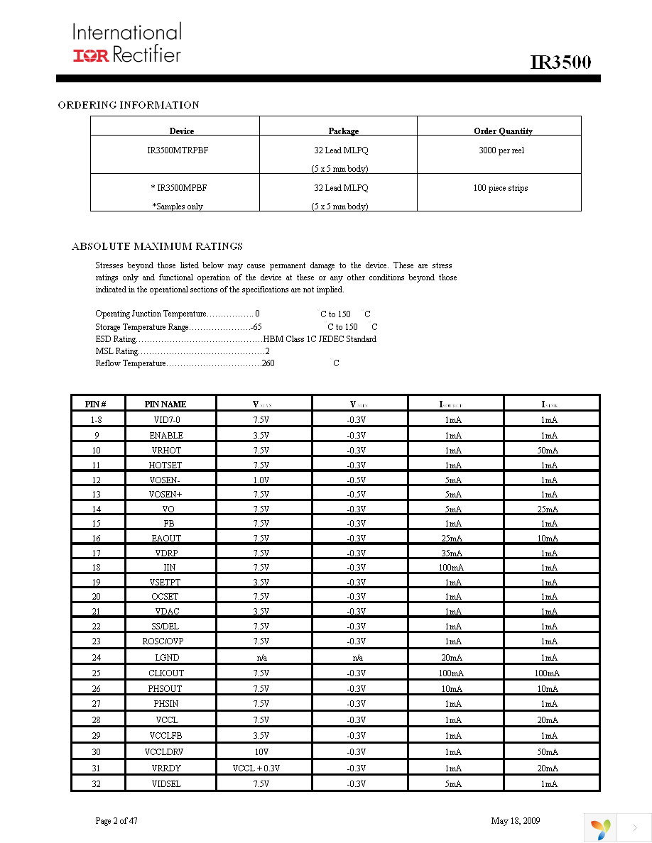 IR3500MTRPBF Page 2