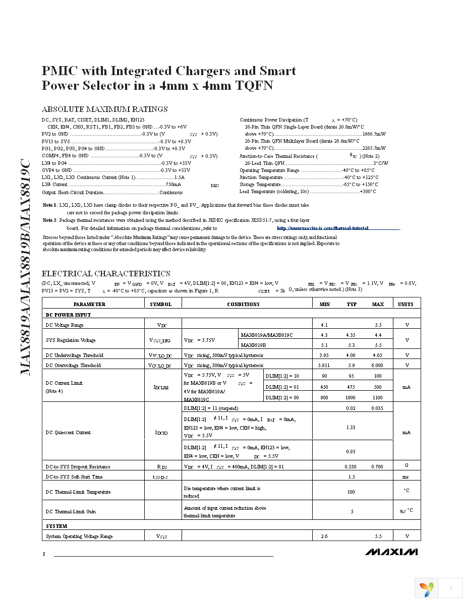 MAX8819CETI+ Page 2