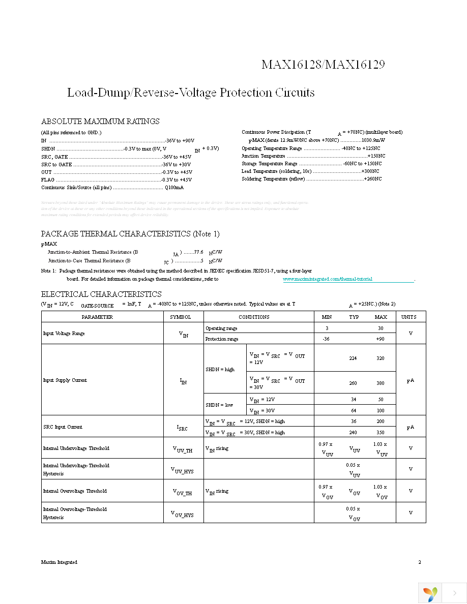 MAX16128UAACAC+ Page 2