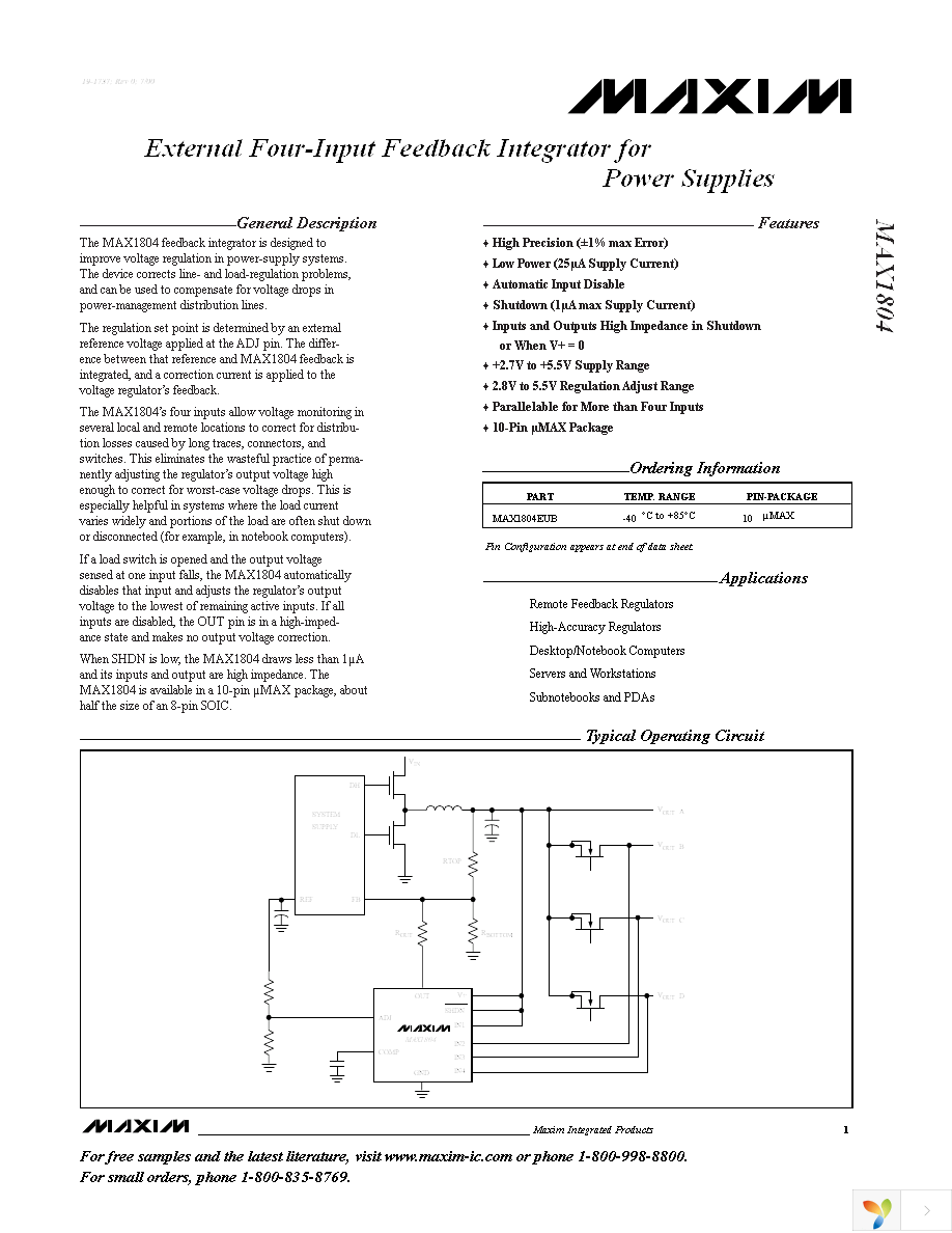 MAX1804EUB+T Page 1