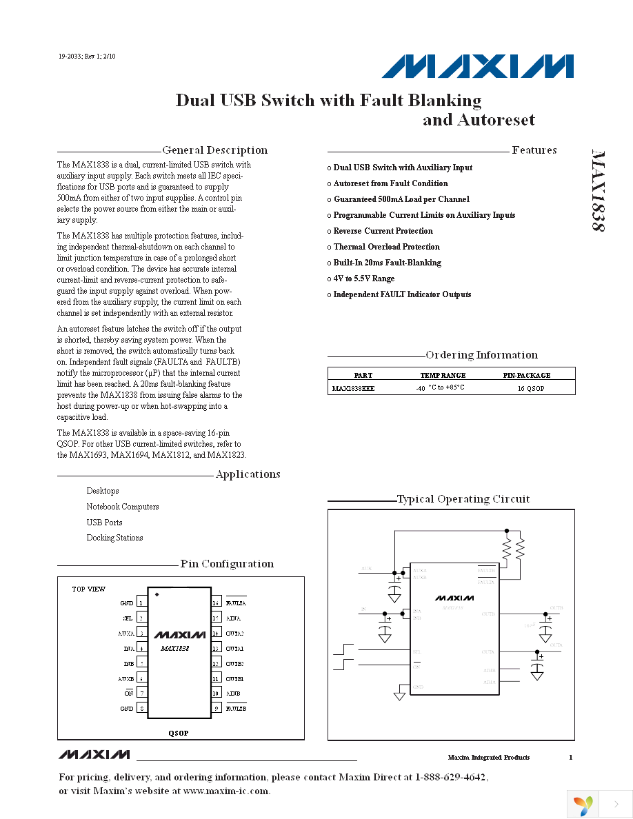 MAX1838EEE+T Page 1