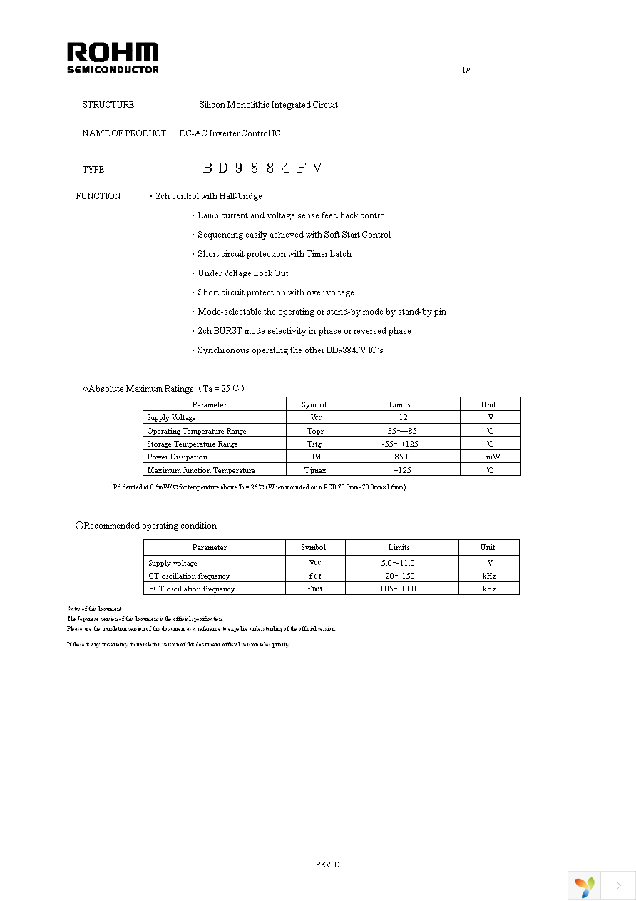 BD9884FV-E2 Page 1