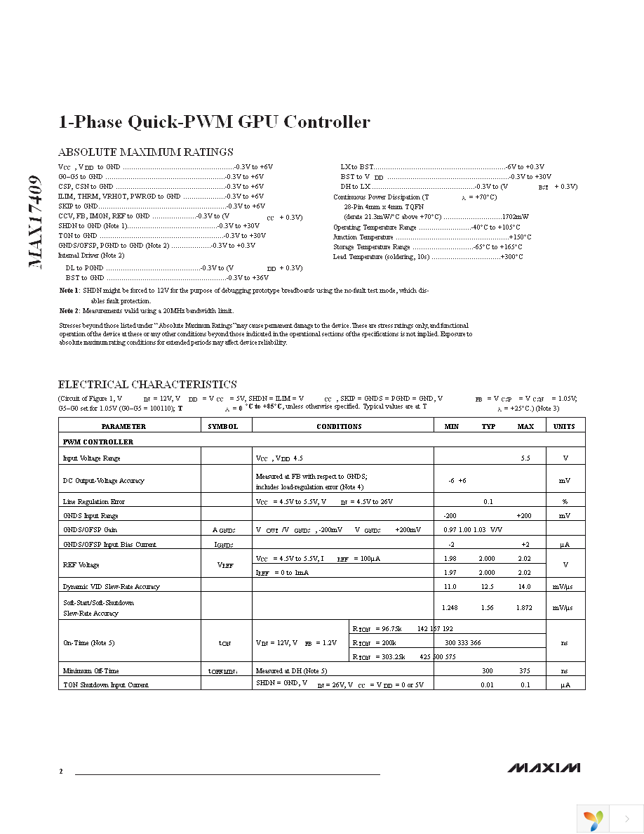 MAX17409GTI+T Page 2