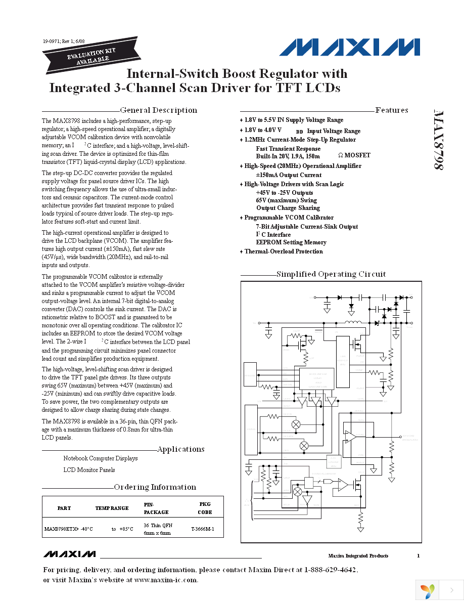 MAX8798AETX+T Page 1